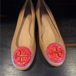 Tory Burch Flats with Pink TB Emblem